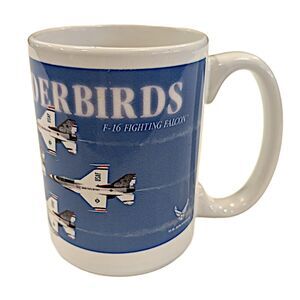 F-16 Fighting Falcon Air Force Thunderbirds Mug Cup Blue and White Excellent